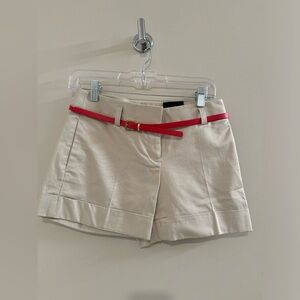 belted beige shorts w detachable belt! belt a little damaged. never worn